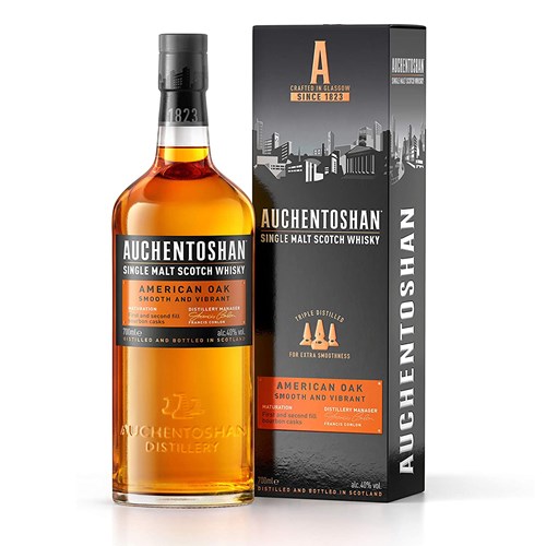 Auchentoshan American Oak Single Malt Scotch Whisky 70cl - Triple Distilled & Bourbon Cask Matured